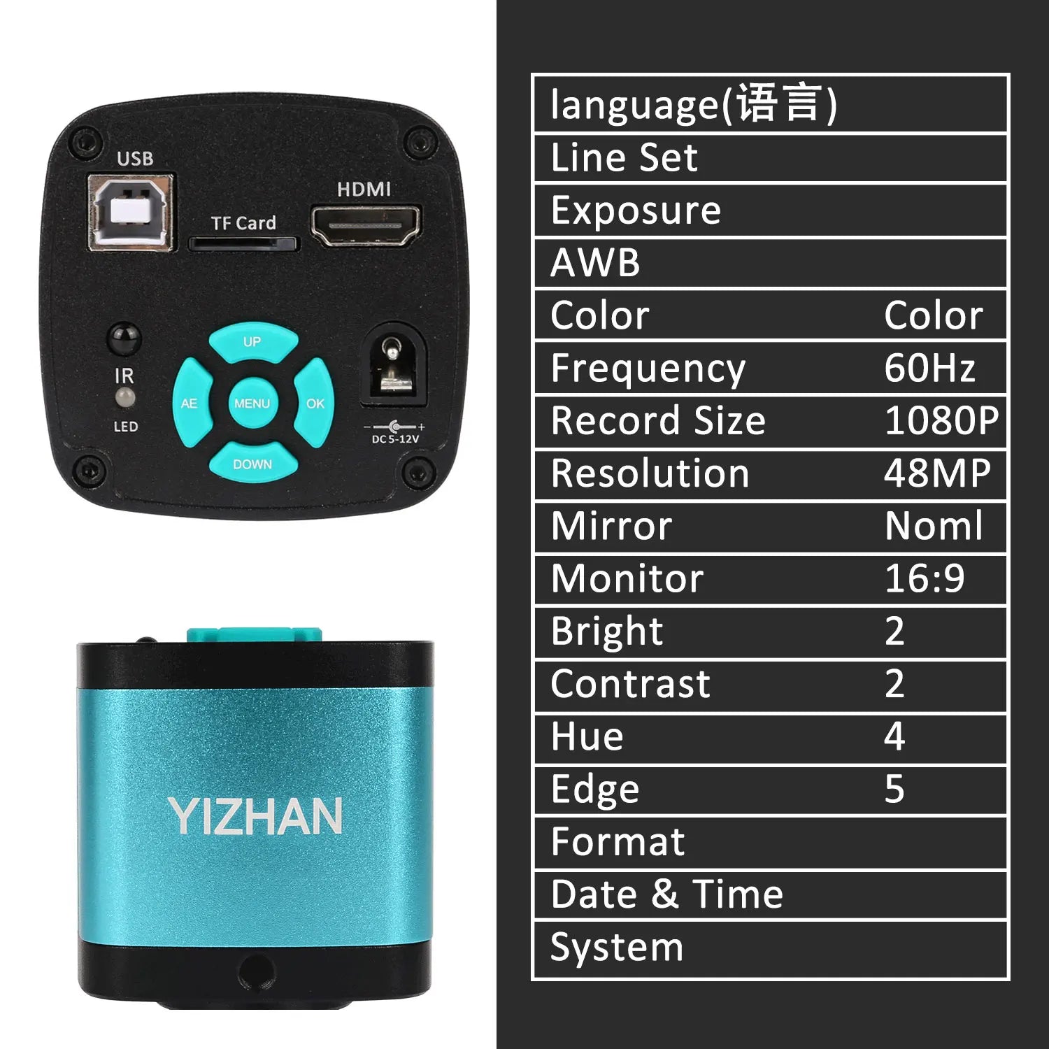 YIZHAN 48MP 4K Electronics Soldering Microscope FULL HD 1080P HDMI Camera Software 1-150x Lens Stand