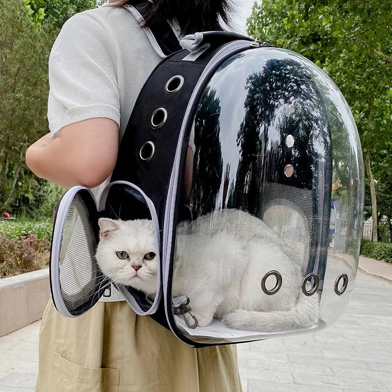 Pet Cat Carrying Bag, Breathable Portable Transparent Backpack