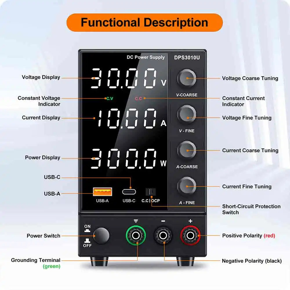 Adjustable DC  30V 5A 10A 60V 120V 3A LCD Power Supply regulator