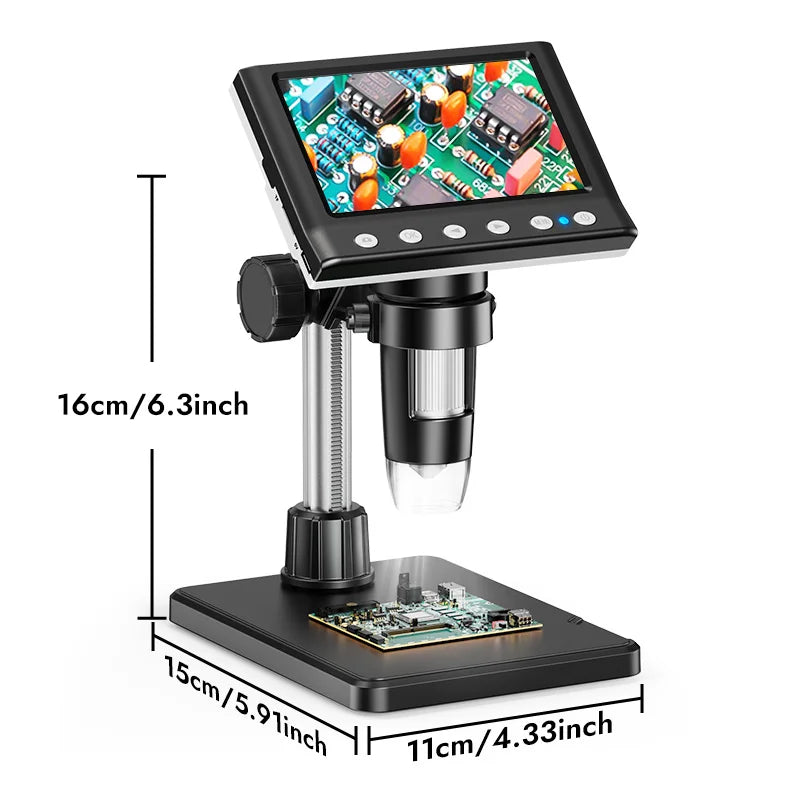 Hayve 4.3'' Digital Microscope 1000X Coin , 1080P Video MicroscopeWith 8 LEDs , PC View