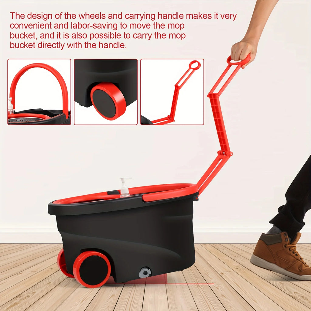 Spin Mop and Bucket Set with Wringer 360° Spinning, Adjustable Handle Stainless Steel