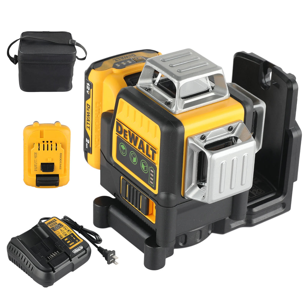 Dewalt DW089LG 12-Line Green Beam Laser Level - 360° 3-Side Coverage, 12V Li-Ion.