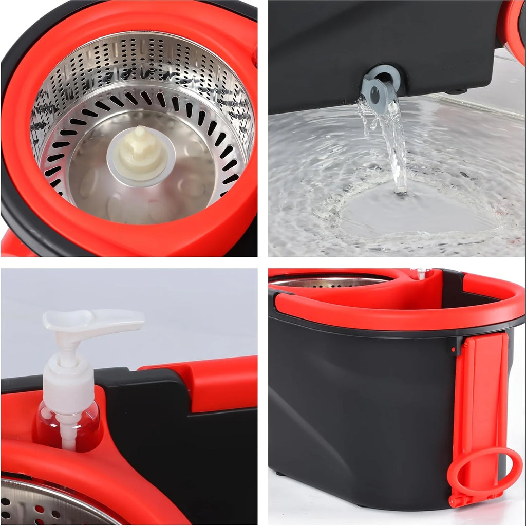 Spin Mop and Bucket Set with Wringer 360° Spinning, Adjustable Handle Stainless Steel