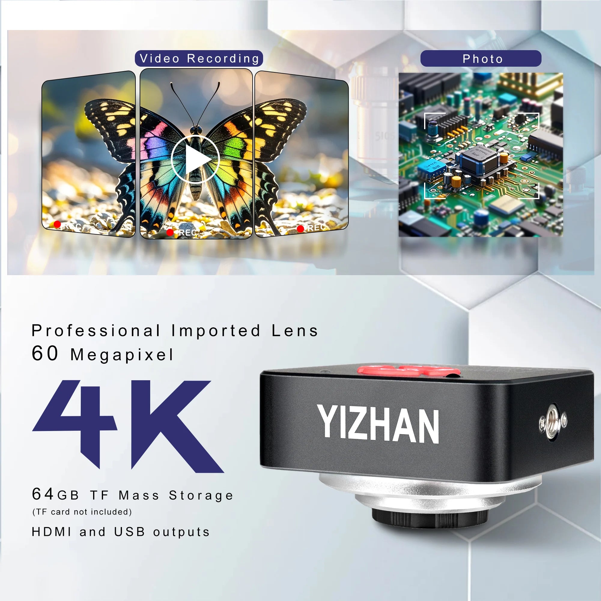 YIZHAN 48MP 4K Electronics Soldering Microscope FULL HD 1080P HDMI Camera Software 1-150x Lens Stand