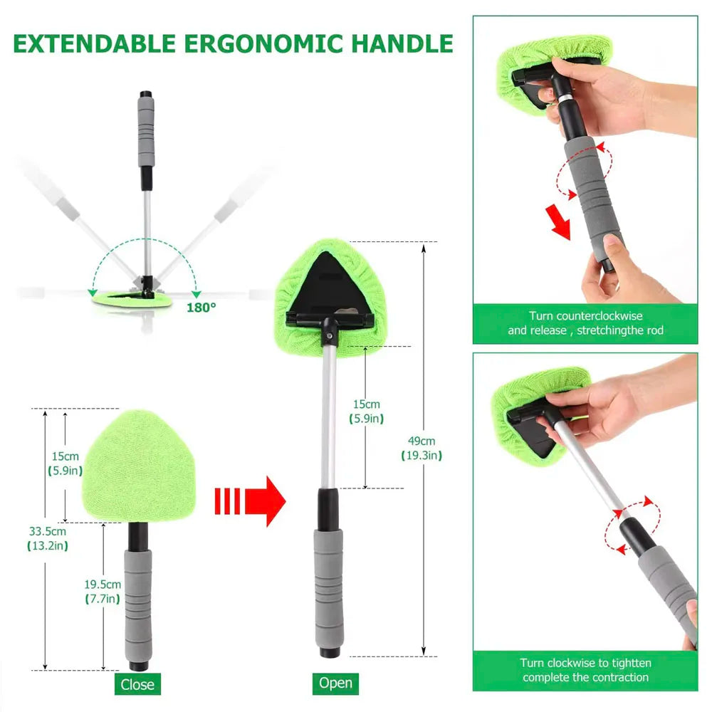 Telescopic Car  Windshield Cleaning Brush Set Microfiber Window Cleaner Scraping Mist Eliminator