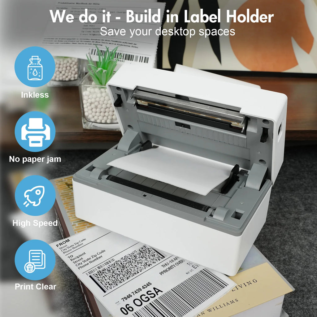 Thermal Label Printer Portable No Ink Required 203DPI 4x6 for Small Business
