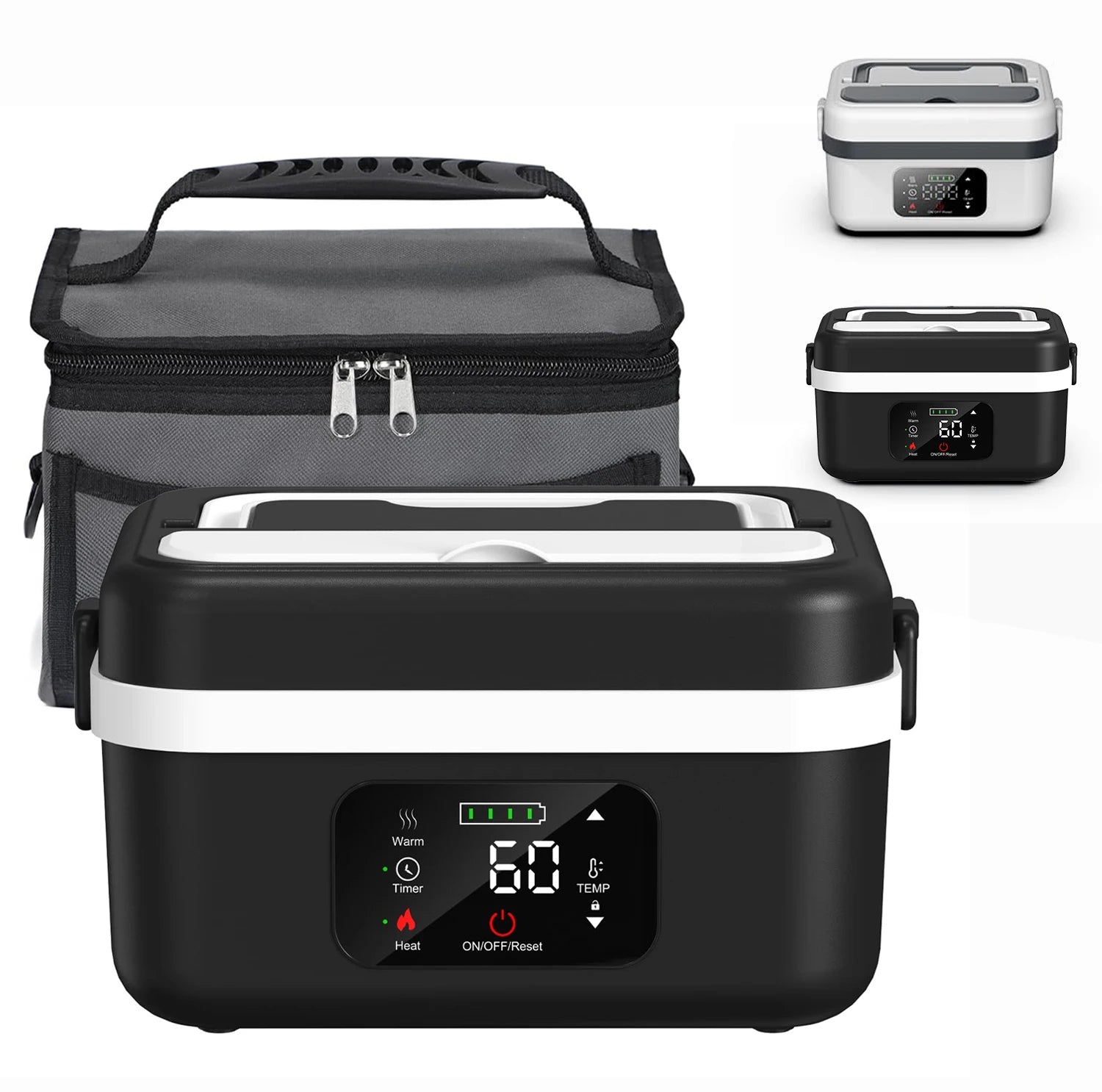 XL Wireless Electric Insulated Lunch Box - Built-in 8000mAh Battery, 60W, 1L Stainless Steel Lunch Box