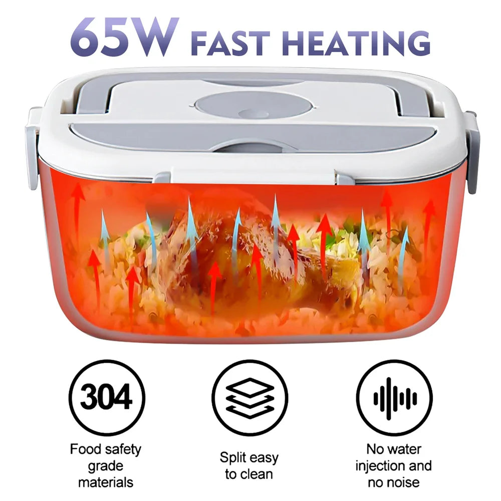 65W 1.5L Portable Electric Lunch Box Food Heater for Car Or Home - Leak Proof