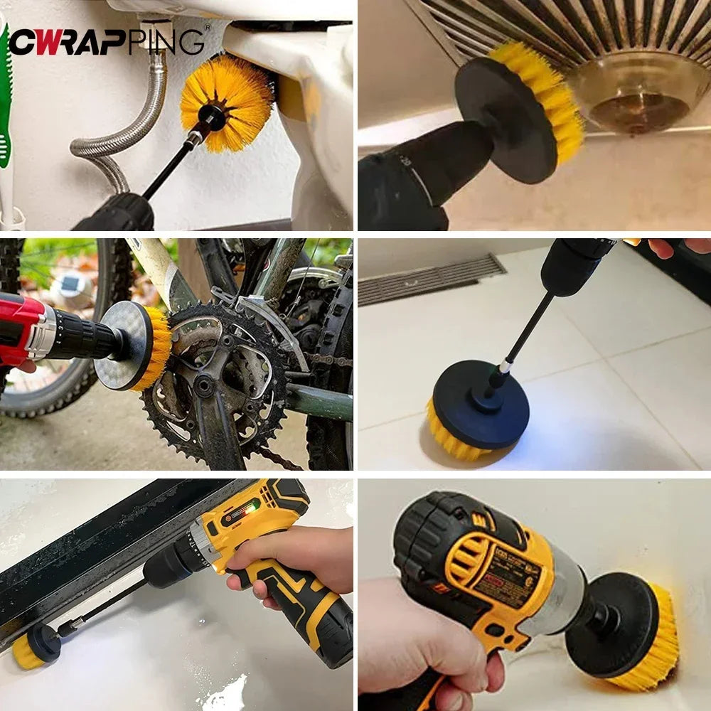 Electric Drill High-Density Bristle Carpet And Glass Cleaning Tool Kit.