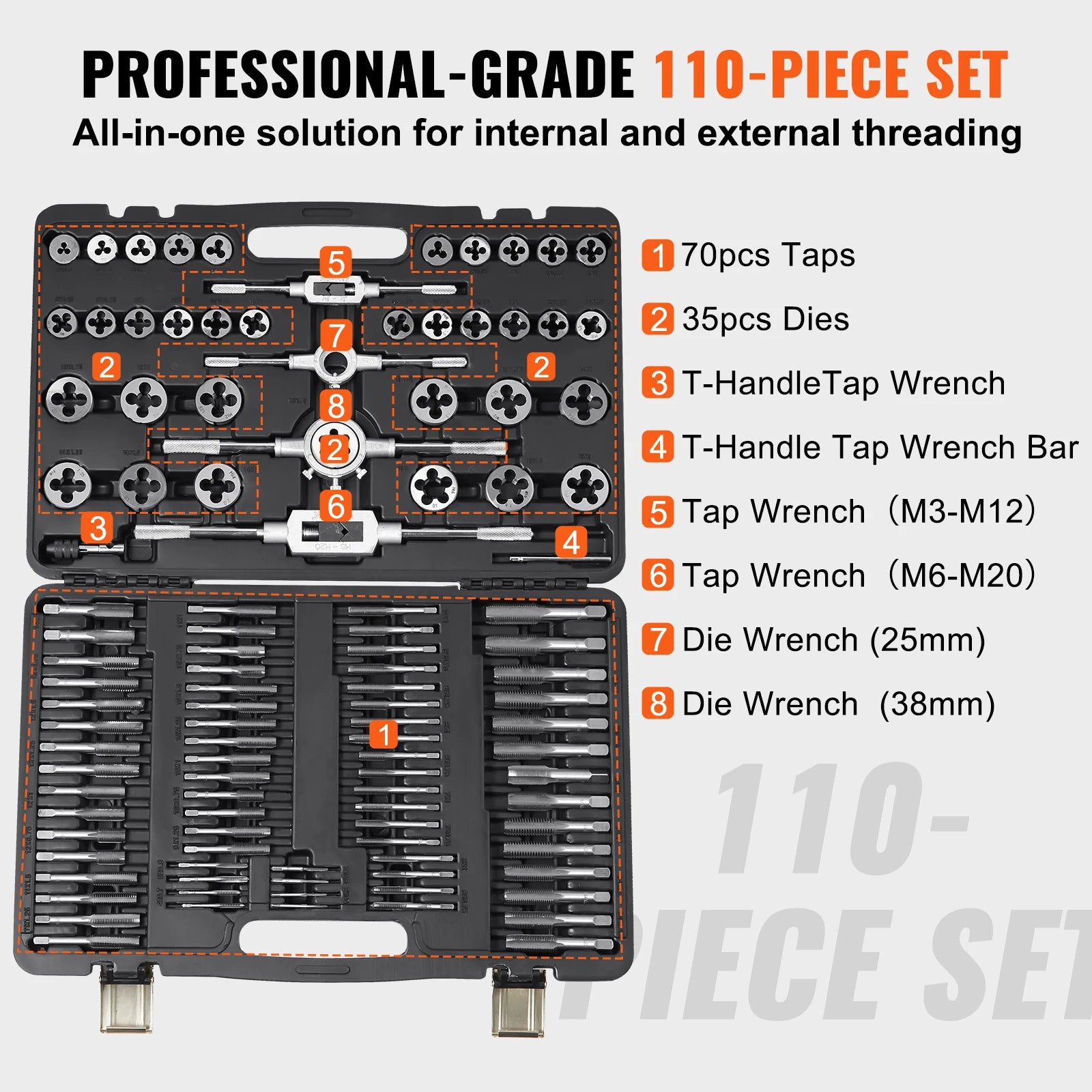 SucceBuy Tap and Die Set 40PCs 60PCs 80PCs 110/116PCs  Essential Threading Tool