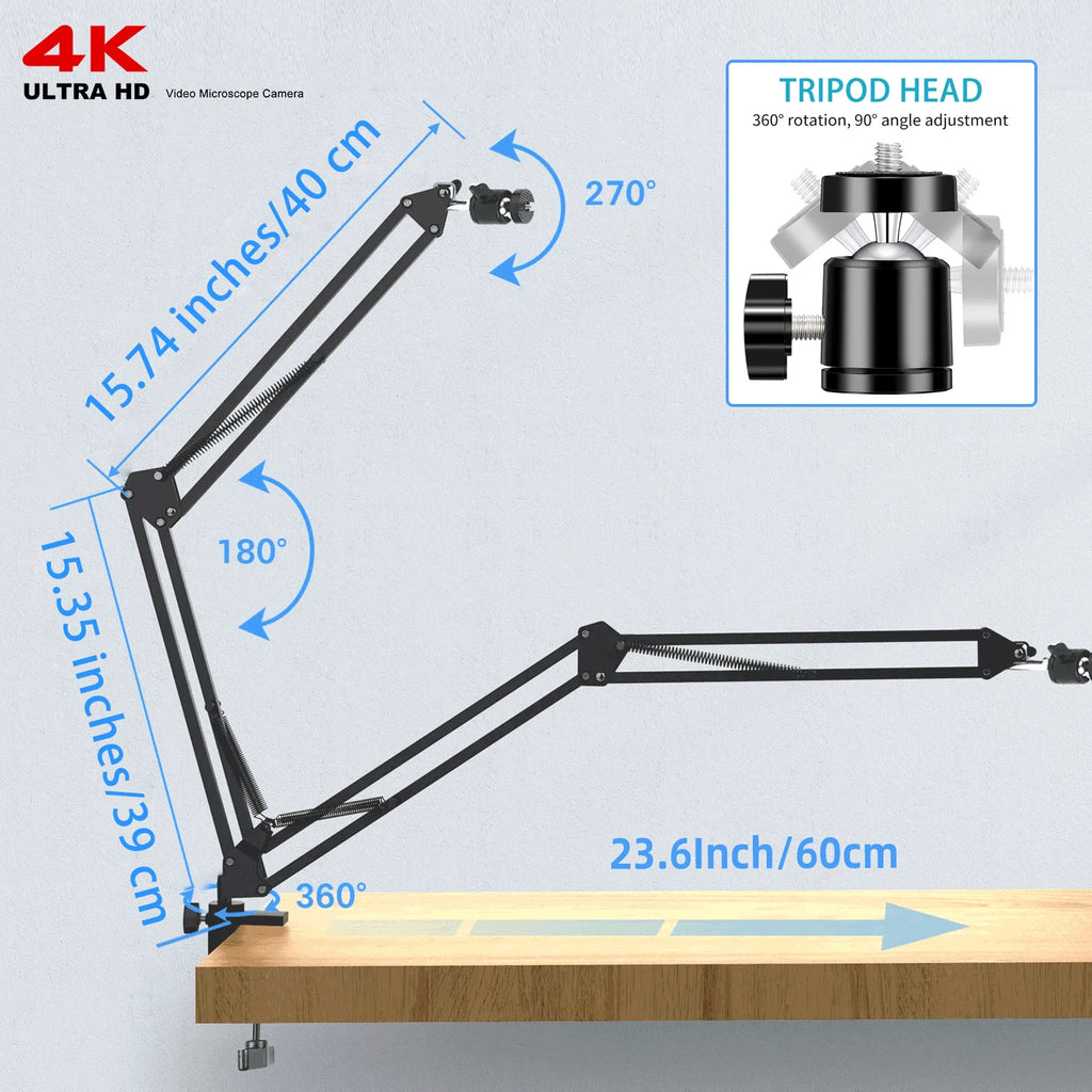 YIZHAN 48MP 4K Electronics Soldering Microscope FULL HD 1080P HDMI Camera Software 1-150x Lens Stand