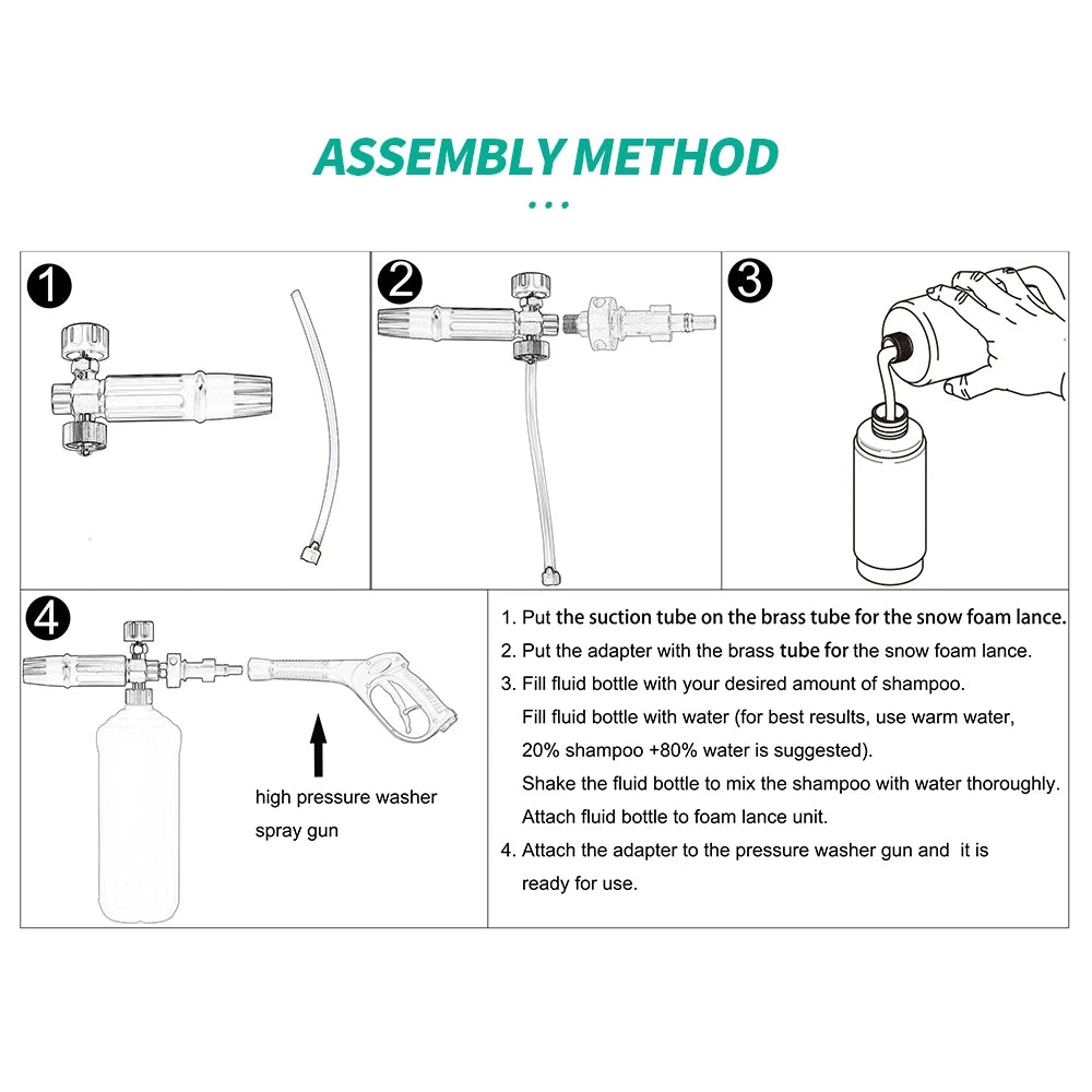 750ML Snow Foam Lance Car Pressure Washers Soap Foam Generator With Adjustable Sprayer Nozzle