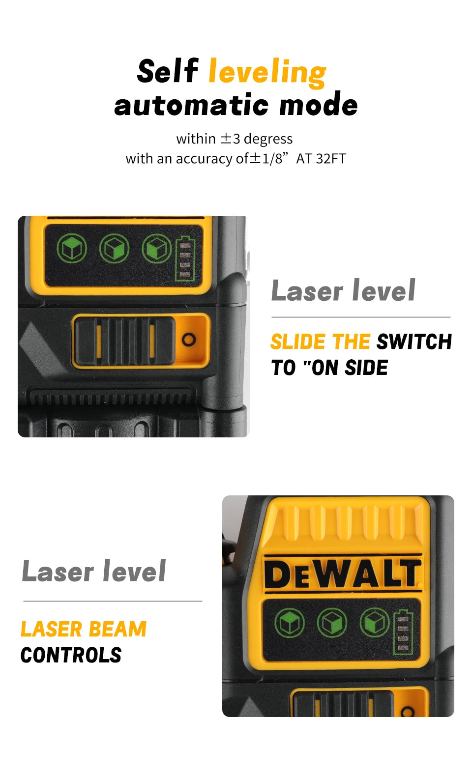 Dewalt DW089LG 12-Line Green Beam Laser Level - 360° 3-Side Coverage, 12V Li-Ion.