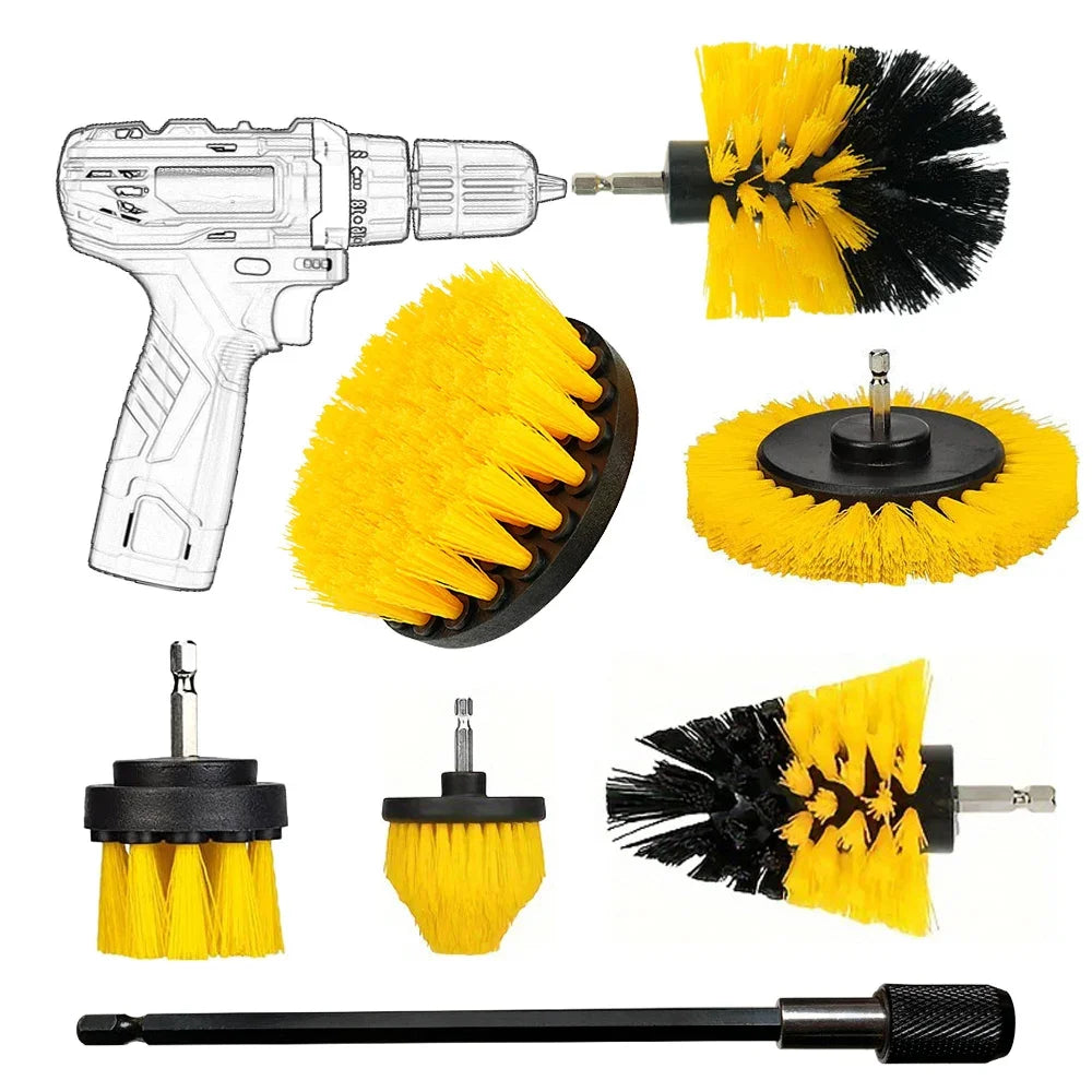 Electric Drill High-Density Bristle Carpet And Glass Cleaning Tool Kit.