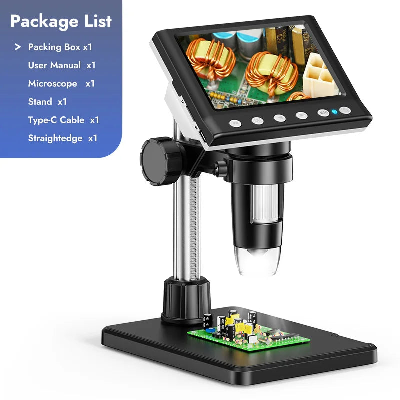 Hayve 4.3'' Digital Microscope 1000X Coin , 1080P Video MicroscopeWith 8 LEDs , PC View