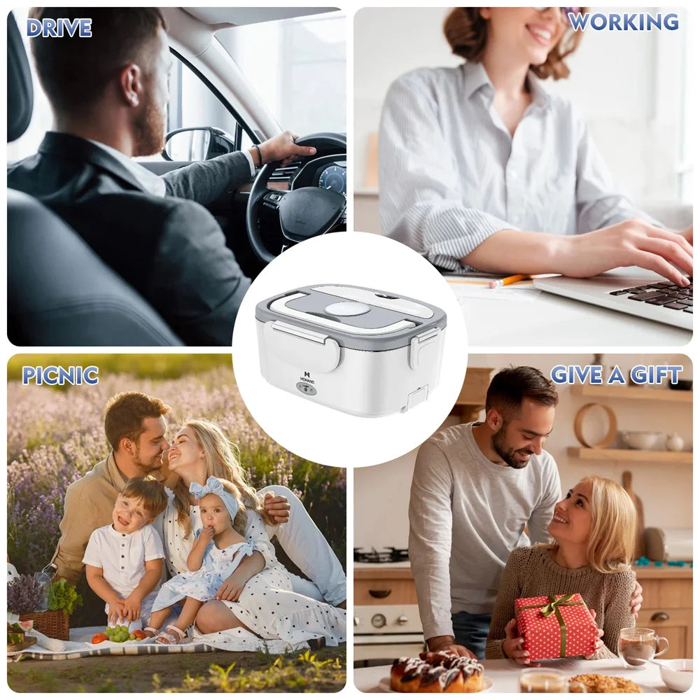 65W 1.5L Portable Electric Lunch Box Food Heater for Car Or Home - Leak Proof