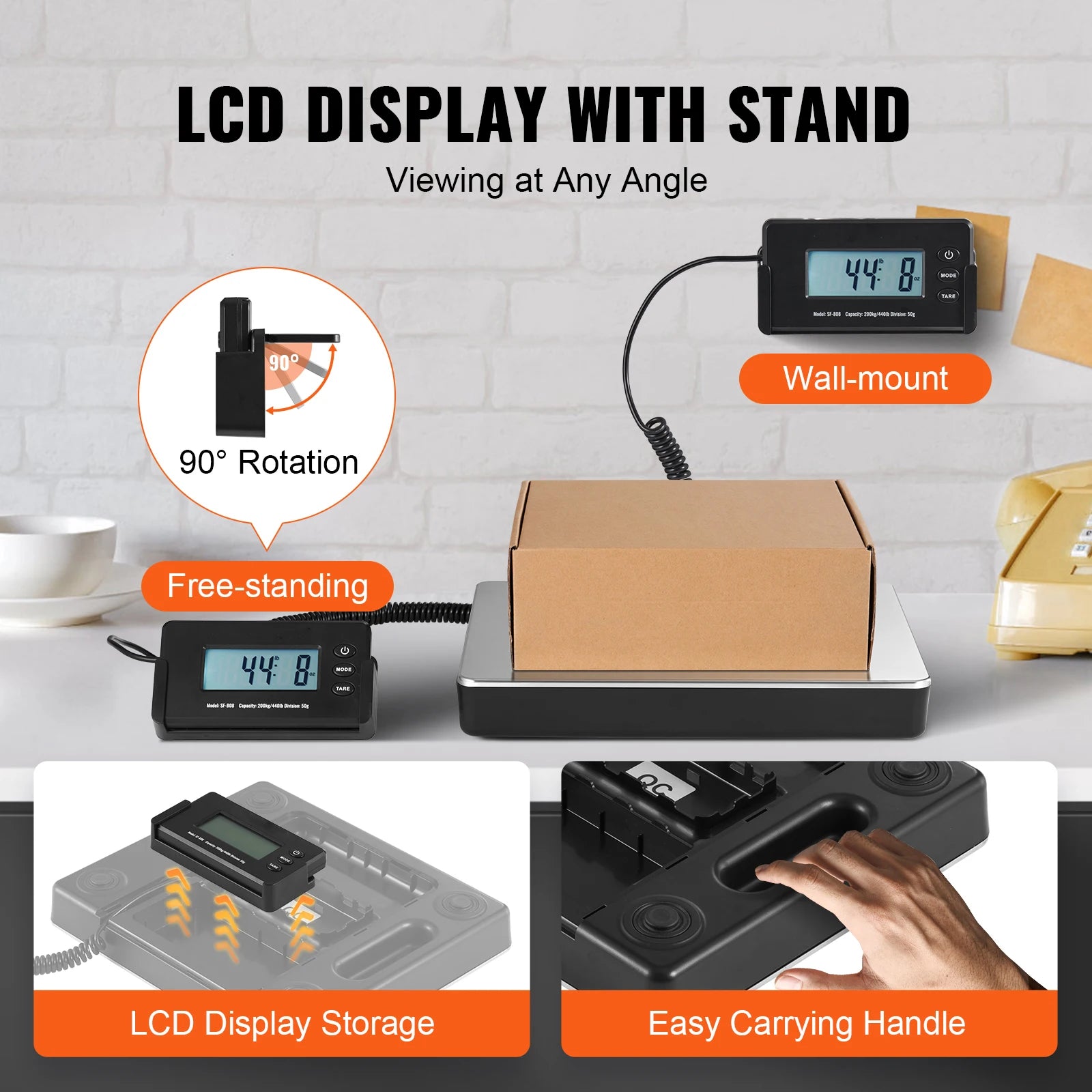 SucceBuy 440lbs Digital Shipping Scale with Timer Tare Function HD LCD Screen.