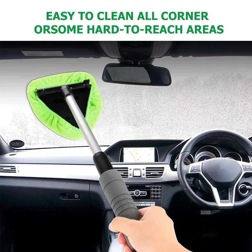 Telescopic Car  Windshield Cleaning Brush Set Microfiber Window Cleaner Scraping Mist Eliminator