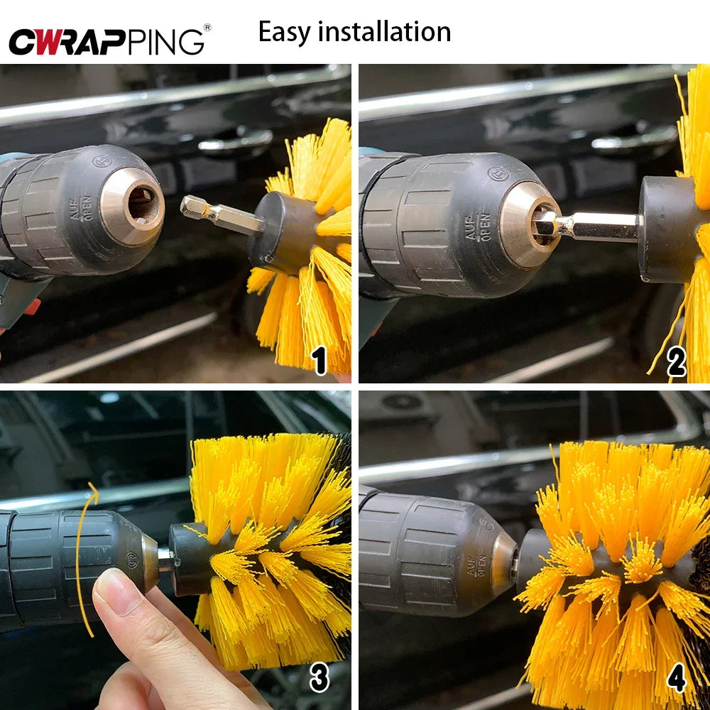 Electric Drill High-Density Bristle Carpet And Glass Cleaning Tool Kit.