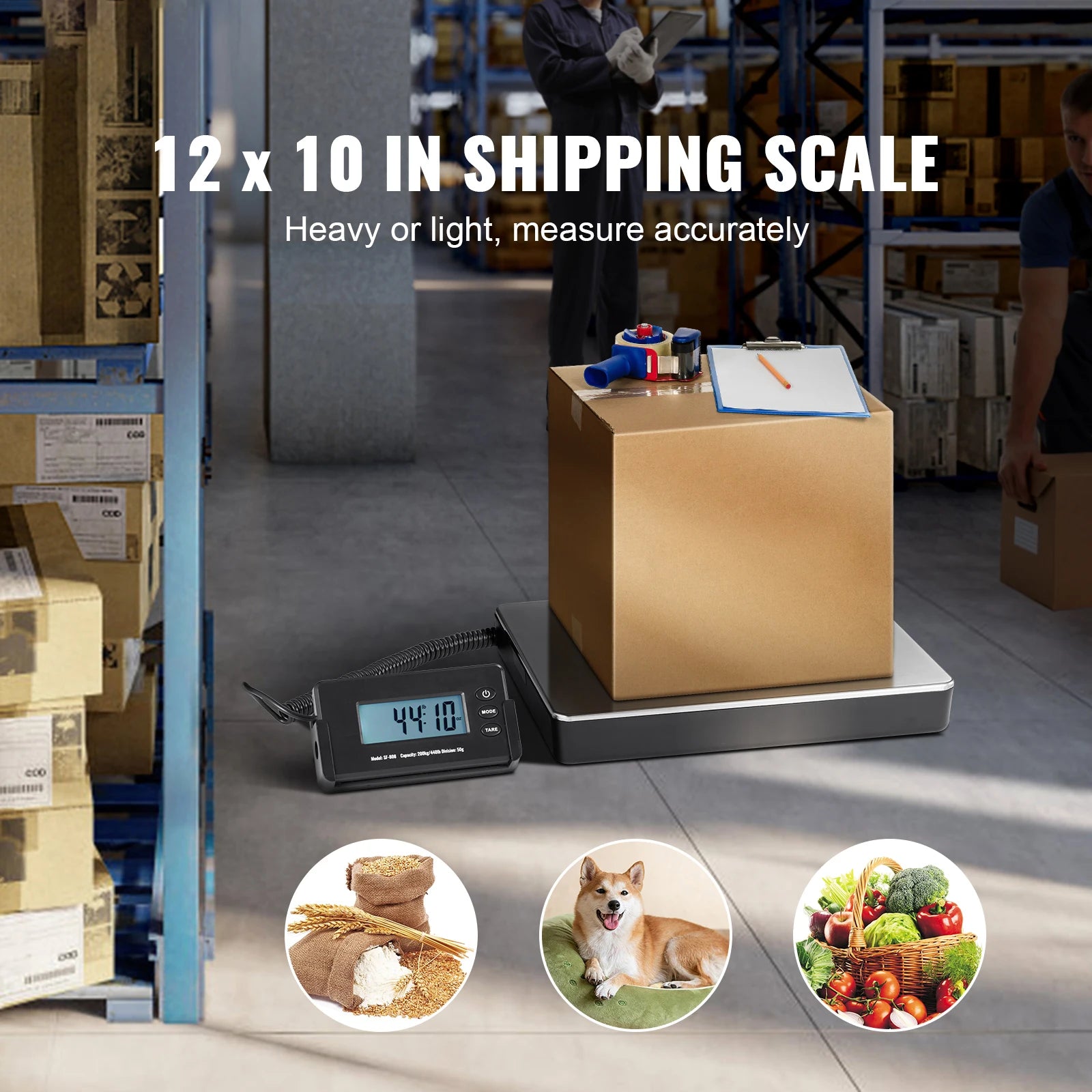SucceBuy 440lbs Digital Shipping Scale with Timer Tare Function HD LCD Screen.