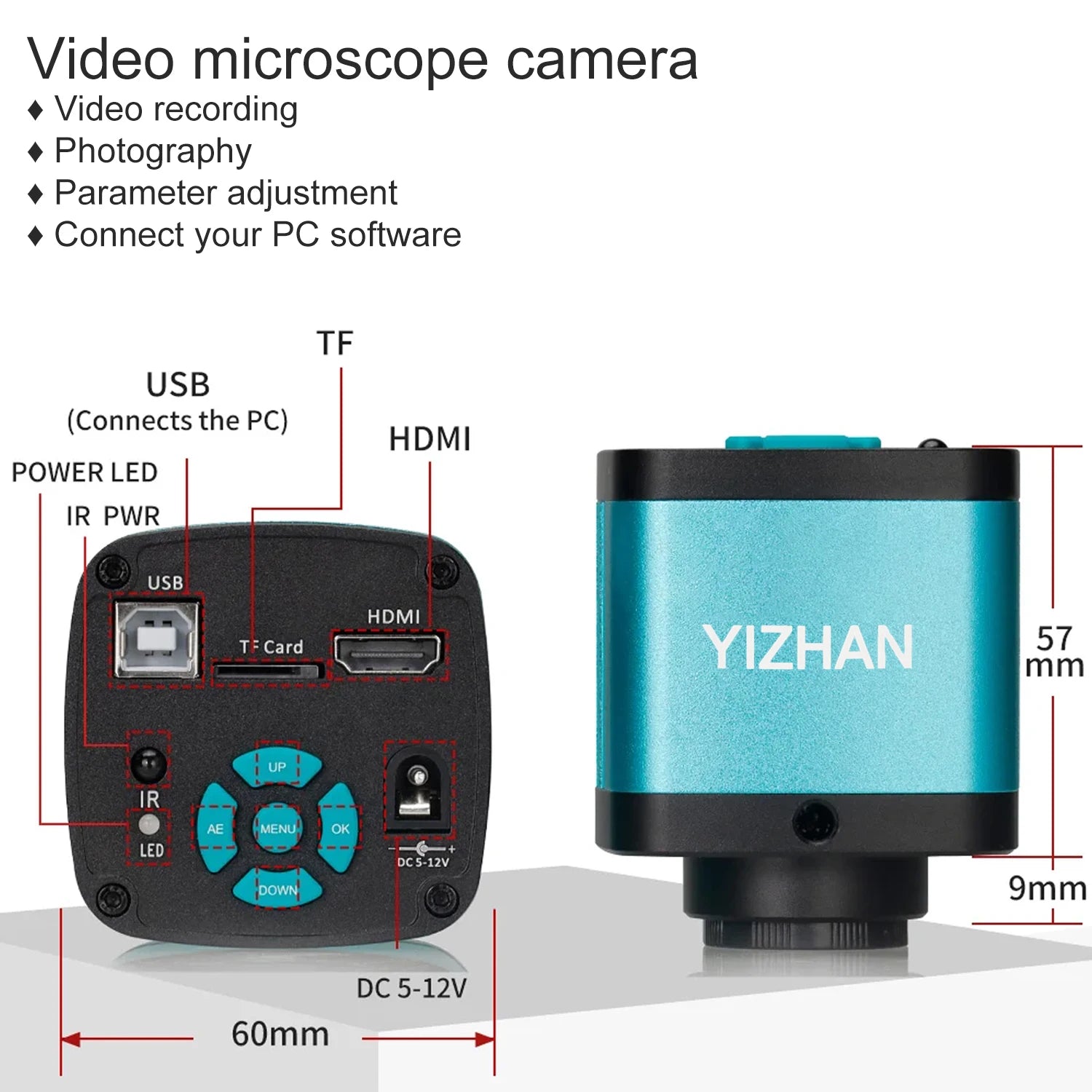 YIZHAN 48MP 4K Electronics Soldering Microscope FULL HD 1080P HDMI Camera Software 1-150x Lens Stand