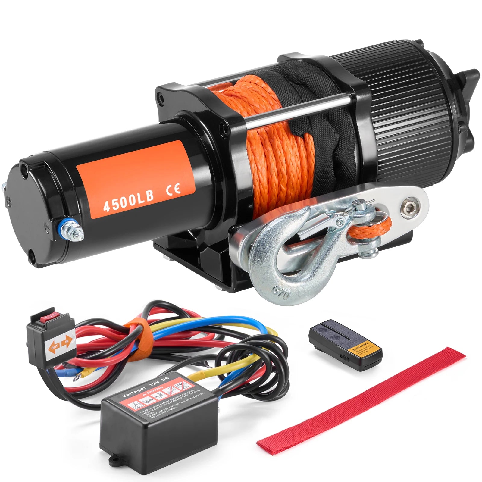 SucceBuy 4500lbs ATV/UTV Electric Winch 12V with 39ft Synthetic Rope Wireless & Wired Remote Control IP55