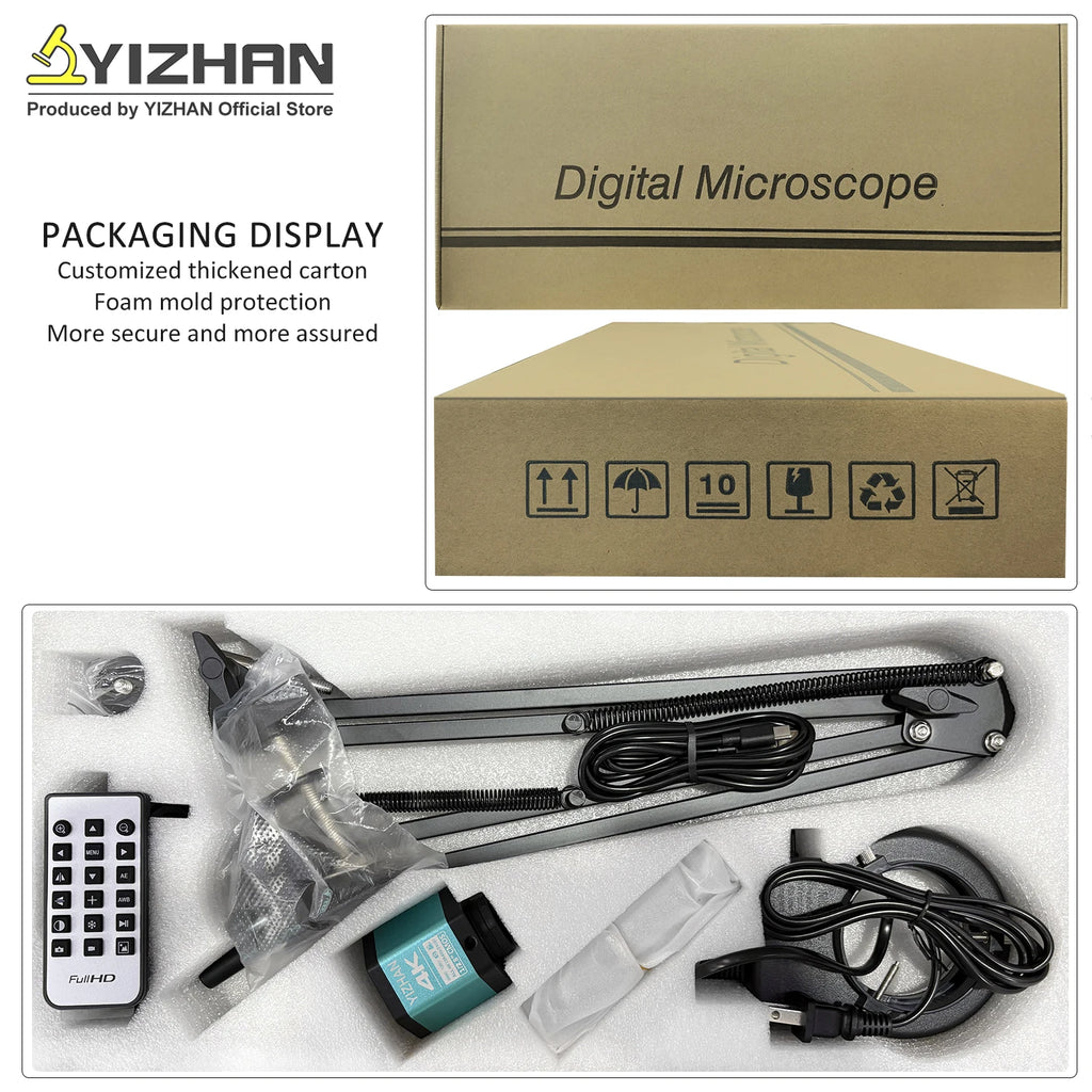 YIZHAN 48MP 4K Electronics Soldering Microscope FULL HD 1080P HDMI Camera Software 1-150x Lens Stand