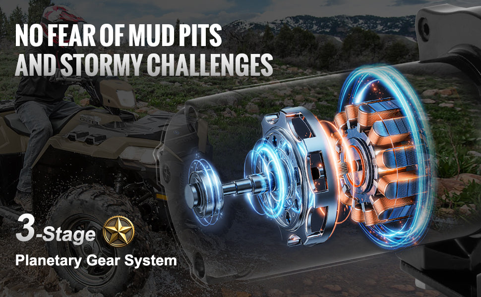 SucceBuy 4500lbs ATV/UTV Electric Winch 12V with 39ft Synthetic Rope Wireless & Wired Remote Control IP55