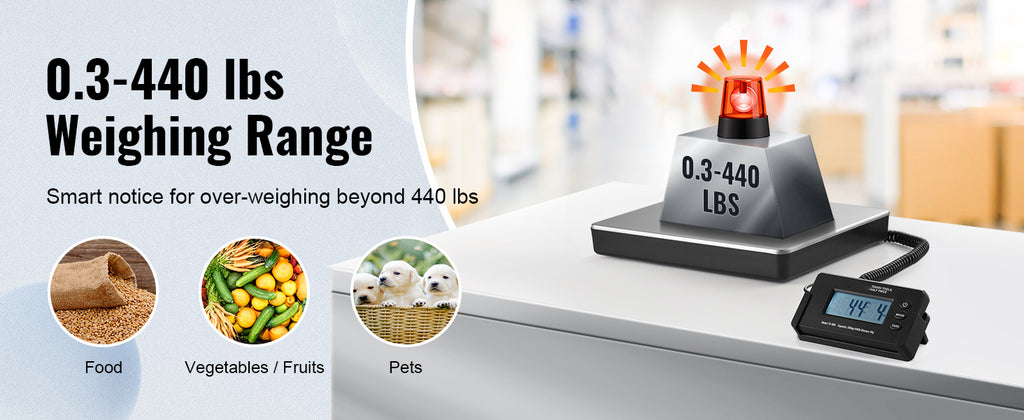 SucceBuy 440lbs Digital Shipping Scale with Timer Tare Function HD LCD Screen.